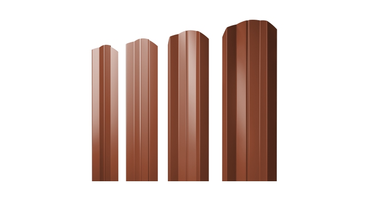 Штакетник М-образный A фигурный 0,5 Velur X RAL 8004 терракота