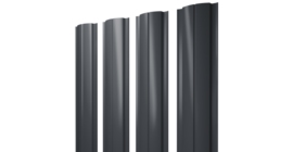 Штакетник Полукруглый Slim с прямым резом 0.45 Drap TX RAL 7024 мокрый асфальт