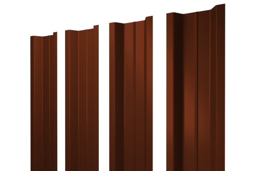 Штакетник П-образный В с прямым резом 0,5 Satin RAL 3009 оксидно-красный