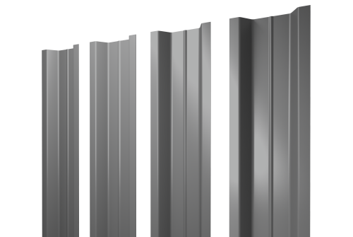 Штакетник П-образный В с прямым резом 0,5 Satin RAL 9006 бемло-алюминиевый