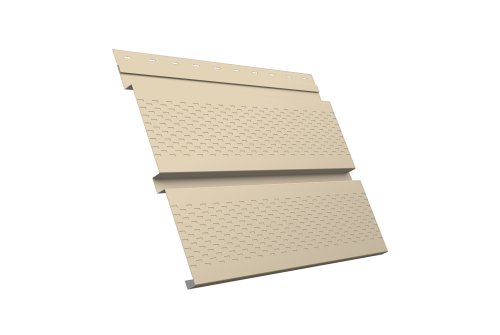 Софит металлический Квадро Брус без перфорации 0,5 Satin с пленкой RAL 1015 светлая слоновая кость